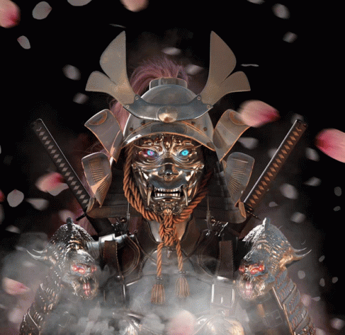 Samurai Statue with Mask