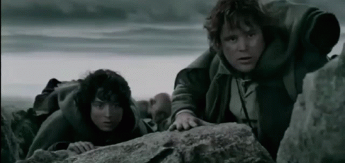 Samwise Gamgee Frodo Baggins Gollum Hiding GIF