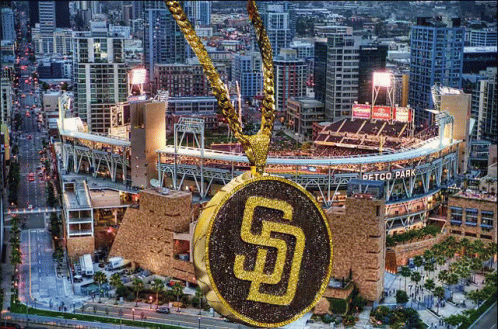 San Diego Padres Necklace in Front of Petco Park