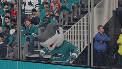 San Jose Sharks Mascot in Front of Crowd