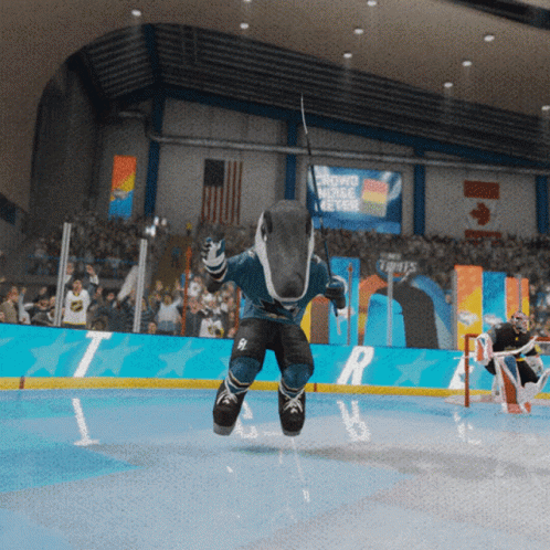 San Jose Sharks Mascot Jumping in Air