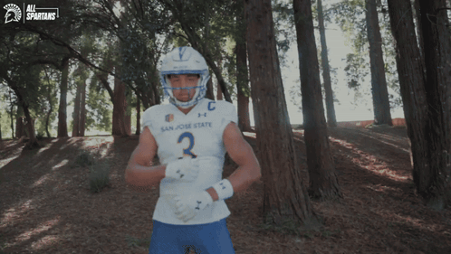 San Jose State Football Player in Woods