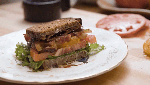 Sandwich With Lettuce Tomatoes and Bacon