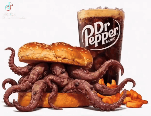 Sandwich with Octopus Tentacles and Dr Pepper