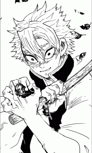 Sanemi Shinazugawa Holding Wooden Stick GIF