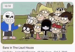 Sans From The Loud House Is Standing In Front Of A Group Of Children . GIF