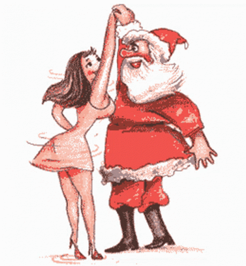 Santa And A Girl Dancing Animation GIF
