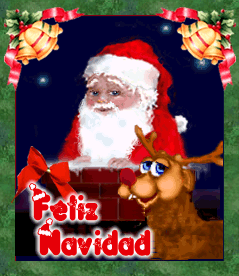 Santa Candy Cane Feliz Navidad Artwork GIF
