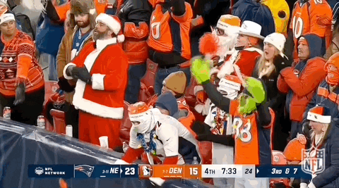 Santa Cheering For The Broncos GIF