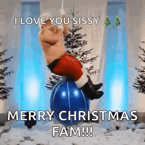 Santa Christmas Card on Blue Ball