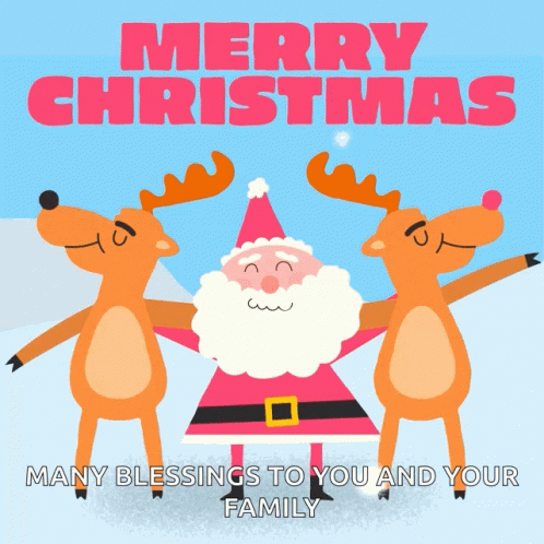 Santa Claus And His Reindeers Christmas Blessings GIF