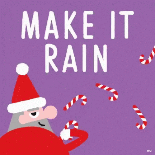 Santa Claus Is Holding A Candy Cane In His Hand On A Purple Background . GIF