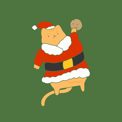 Santa Claus Orange Kawaii Cat GIF