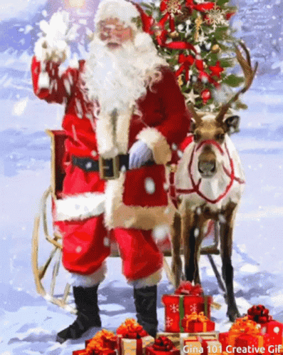 Santa Claus Palm Releasing Snow GIF