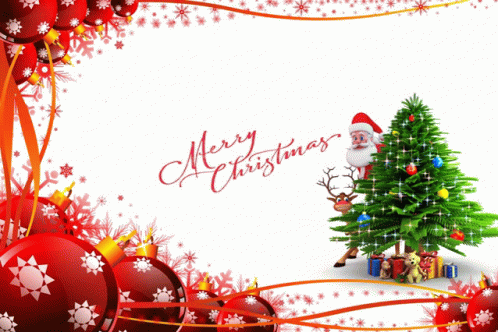 Santa Claus With Christmas Tree Happy Christmas GIF