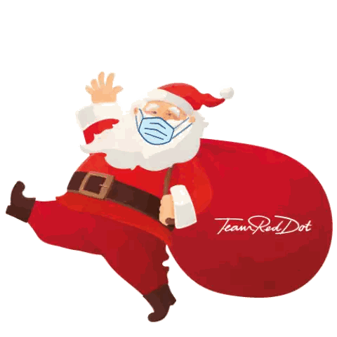 Santa Claus With Face Mask and Bag Saying Yalla Ho Ho Ho