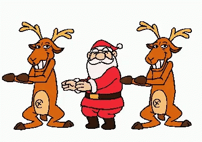 Santa Clause And Rudolph Dancing GIF