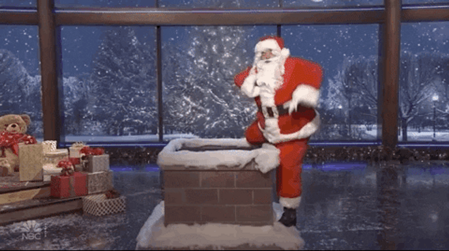 Santa Enters The Chimney GIF