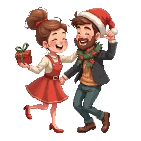 Santa Giving Gift to Girl