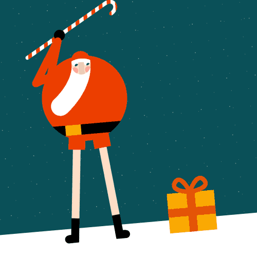 Santa Golfing Gift Animation GIF
