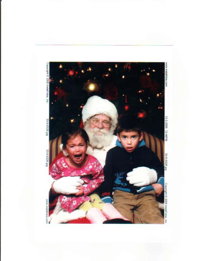 Santa Holding Kids On Winter Christmas GIF
