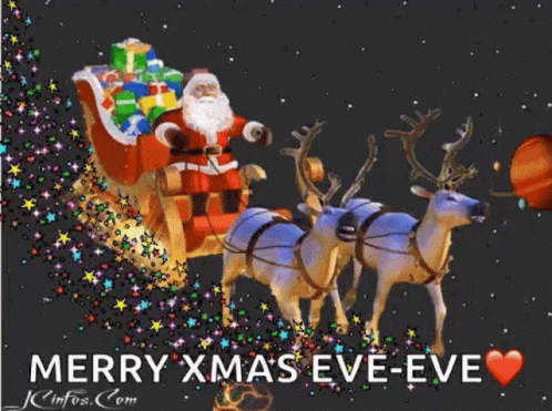 Santa In Sleigh With Two Reindeer GIF