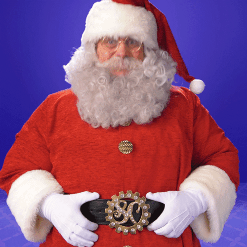 Santa Nodding While Holding His Belt GIF