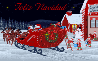 Santa's Sleigh Taking Off On Feliz Navidad GIF