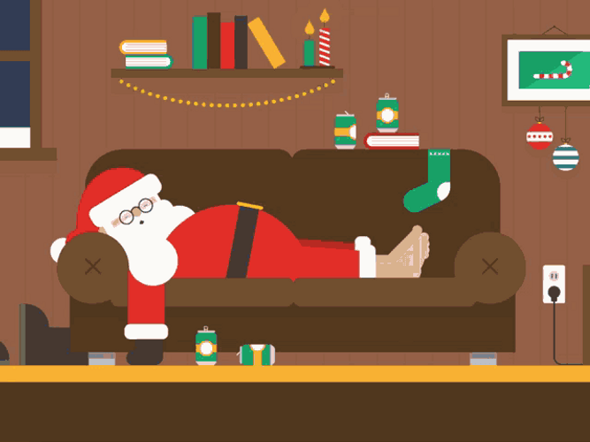 Santa Sleeping And Snoring Animation GIF