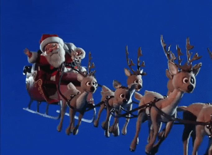 Santa Waving Riding Reindeer Animation GIF