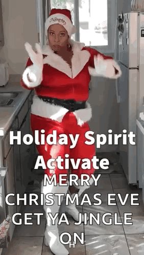 Santa Woman Dancing In Kitchen GIF