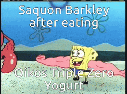 Saquon Barkley Muscles After Eating Yogurt GIF