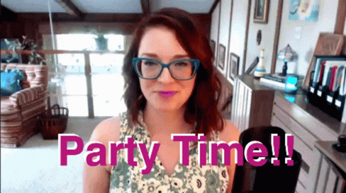 Sara Campbell Shaking Head Party Time GIF