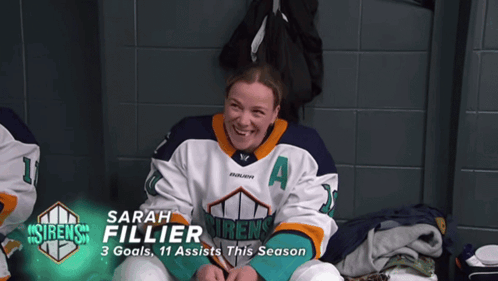 Sarah Fillier Is Sitting In A Locker Room And Has 3 Goals 11 Assists This Season GIF