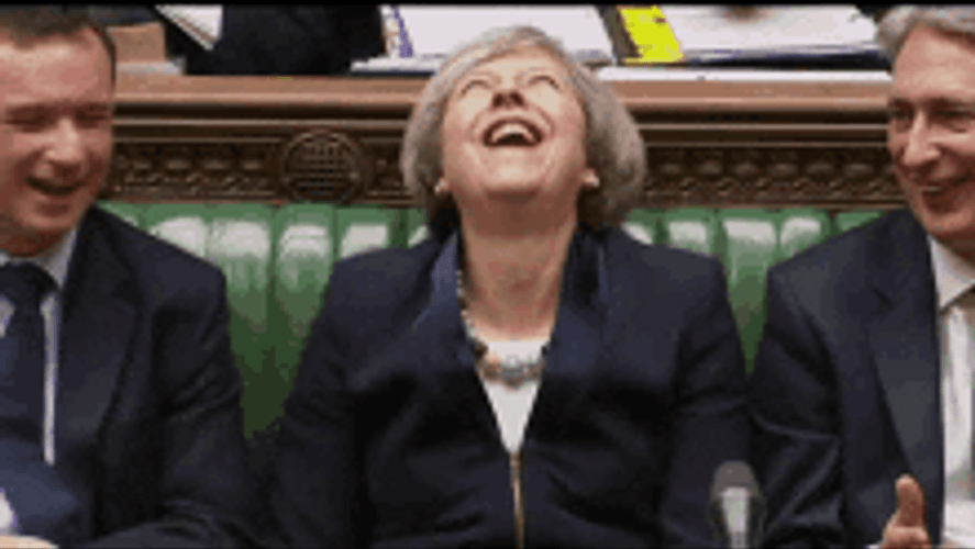 Sarcastic Laugh Giggle Parliament Theresa May GIF