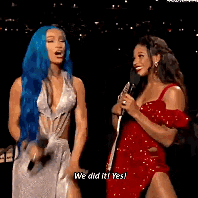 Sasha Banks Celebrating With Bianca Belair We Did It GIF