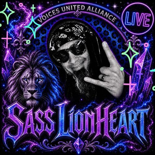Sass Lionheart Poster with Lion and Man
