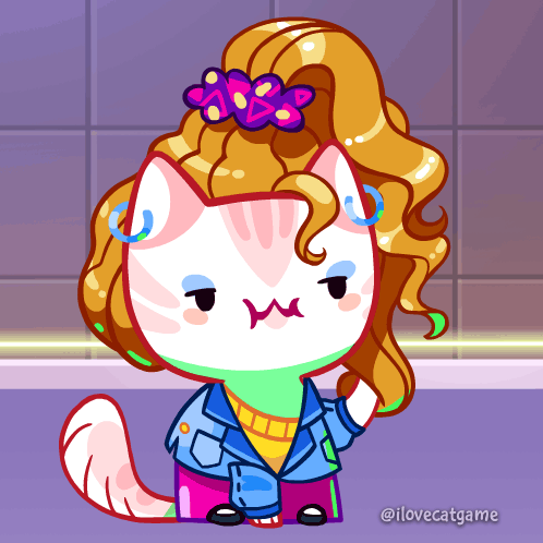 Sassy Animated Cat Popping Bubble Gum GIF