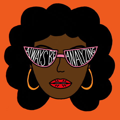 Sassy Cartoon Lady Always Analyzing Metrics GIF