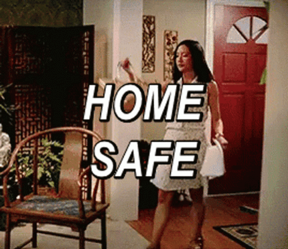 Sassy Lady Home Safe Hands Up GIF