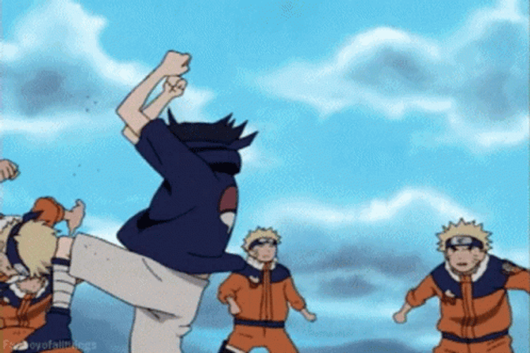 Sasuke Fighting Three Naruto GIF