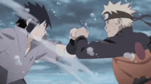 Sasuke Naruto Clashing GIF