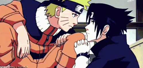 Sasuke Naruto Eye Contact And Kiss GIF