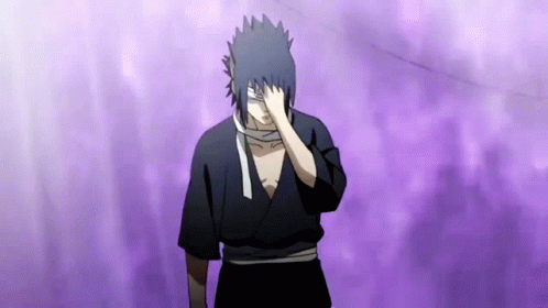 Sasuke Uchiha From Naruto Is Covering His Eyes With His Hand . GIF