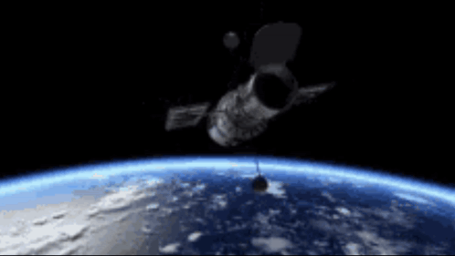 Satellite Flying Over Earth at Night