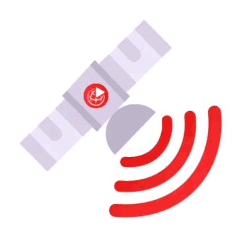 Satellite Icon With Red Circle