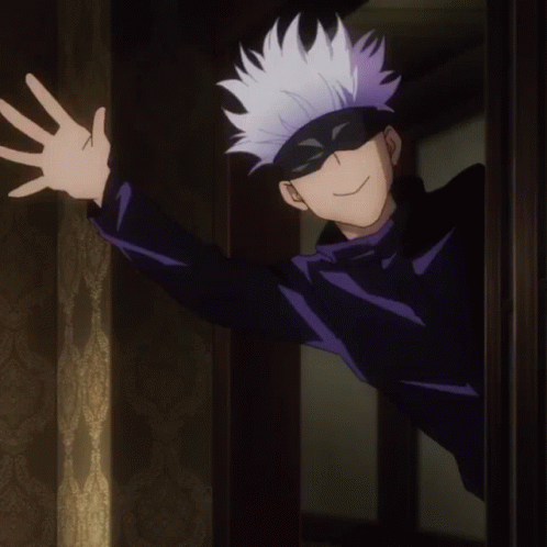 Satoru Gojo Hi And Bye Hiding Behind Door GIF