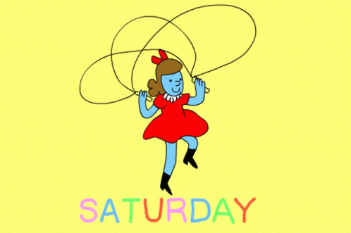 Saturday Animated Girl Jumping Rope GIF
