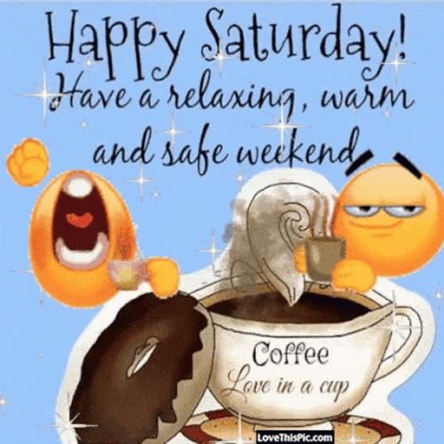 Saturday Morning Emojis Drinking A Hot Coffee GIF
