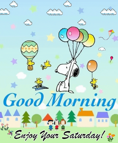 Saturday Morning Floating Snoopy Holding A Balloon GIF